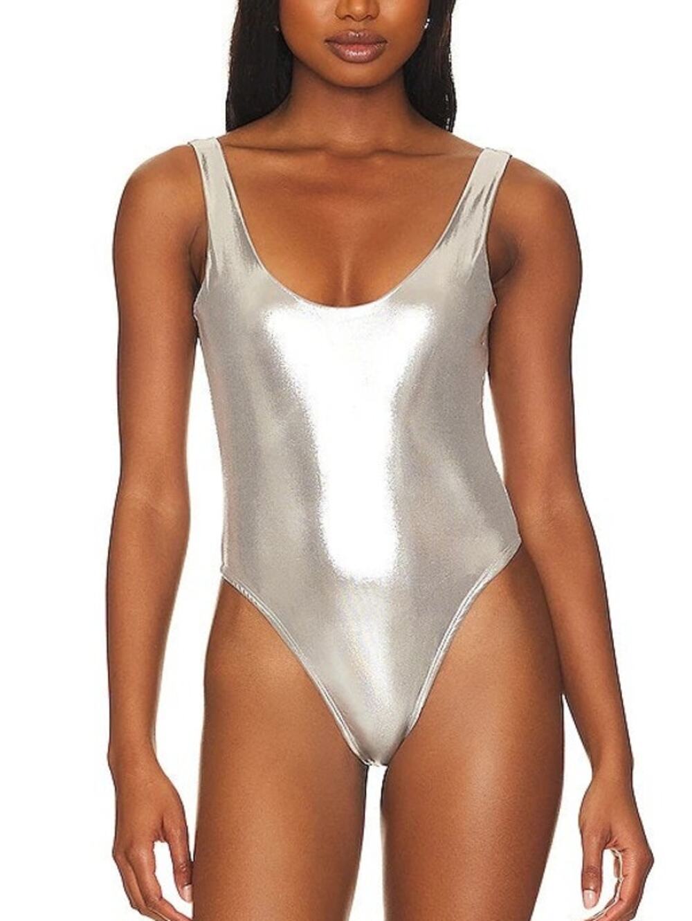Superdown Nadia Metallic Bodysuit Size S Silver Festival Rave Club Disco Party